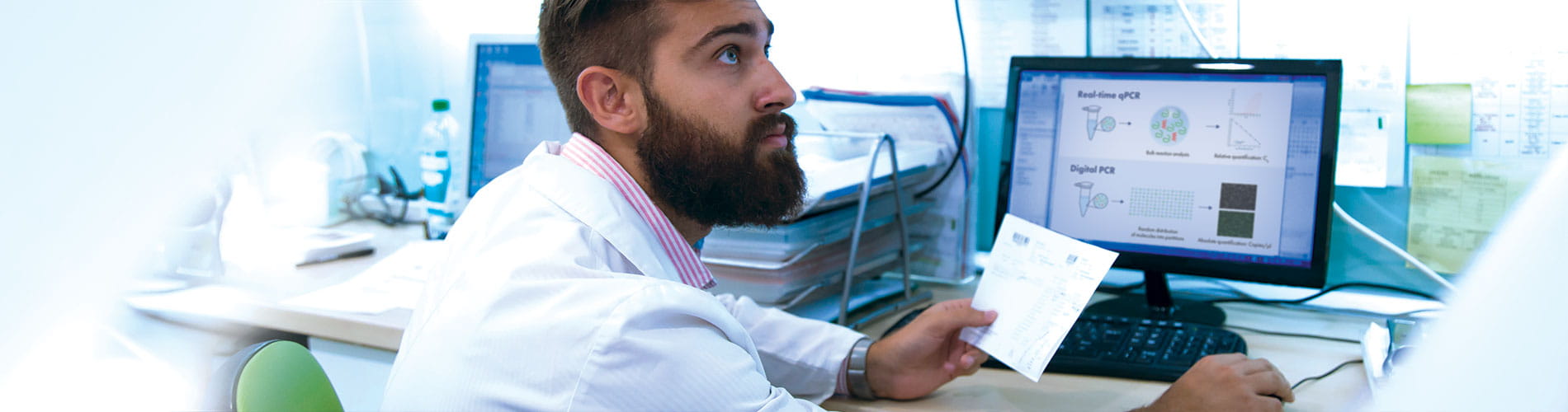 scientist working on a computer